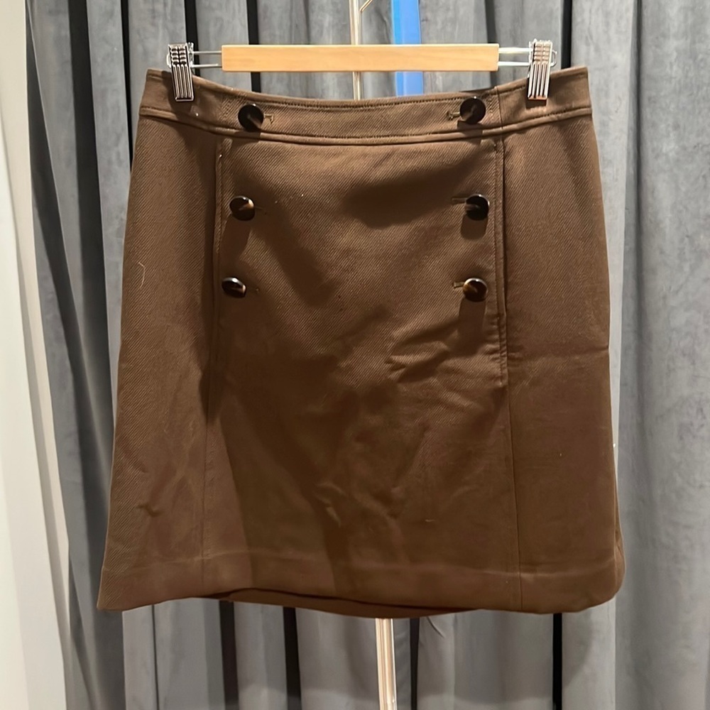 Ann Taylor brown sailor placket skirt